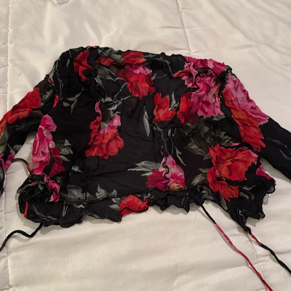 Rat and boa Libertine floral tie crop blouse size x small